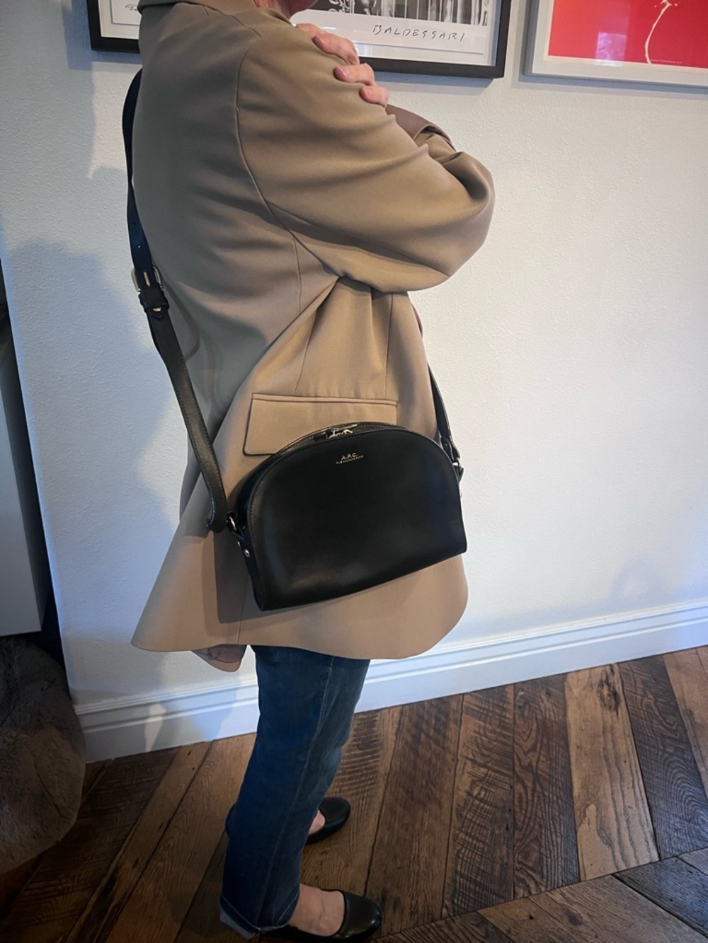 A.P.C. Black Leather Half Moon Crossbody - Picture 2 of 8